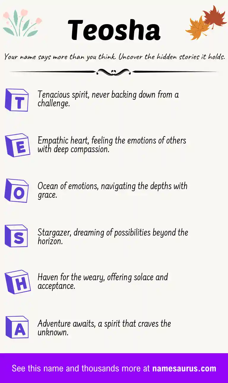 Acrostic poem about Teosha.