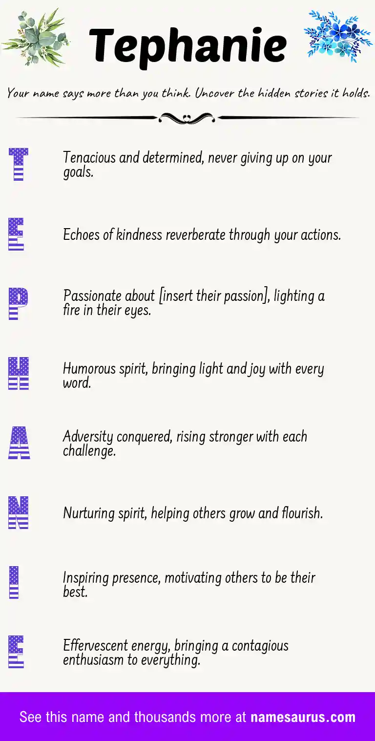 Acrostic poem about Tephanie.