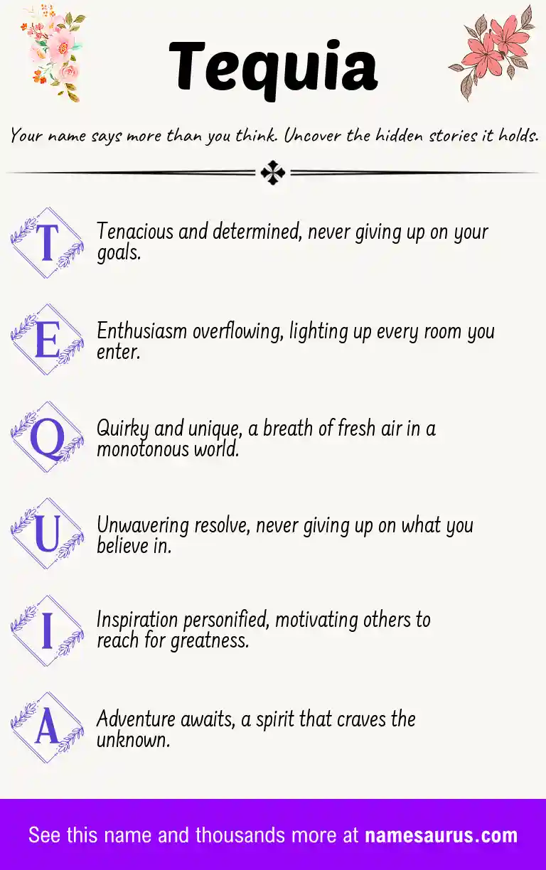 Acrostic poem about Tequia.