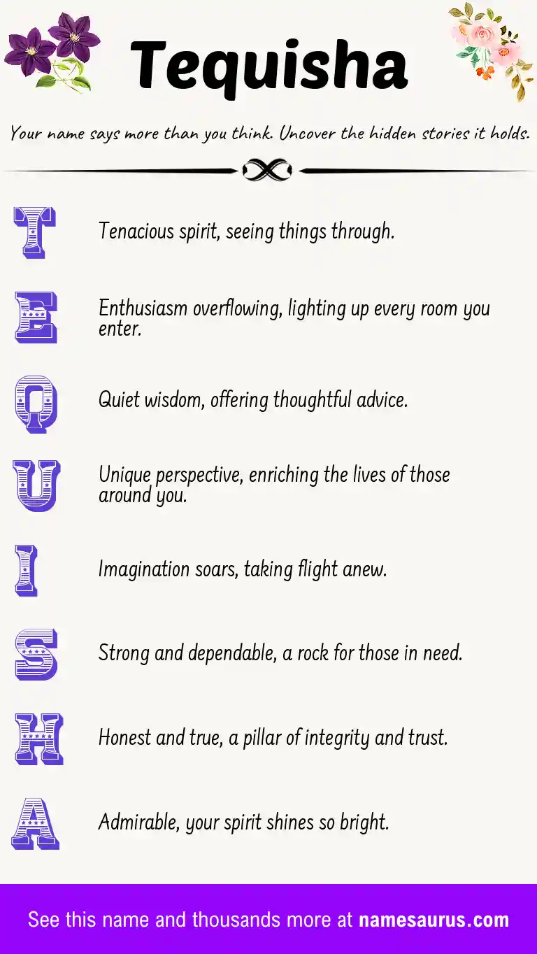Acrostic poem about Tequisha.
