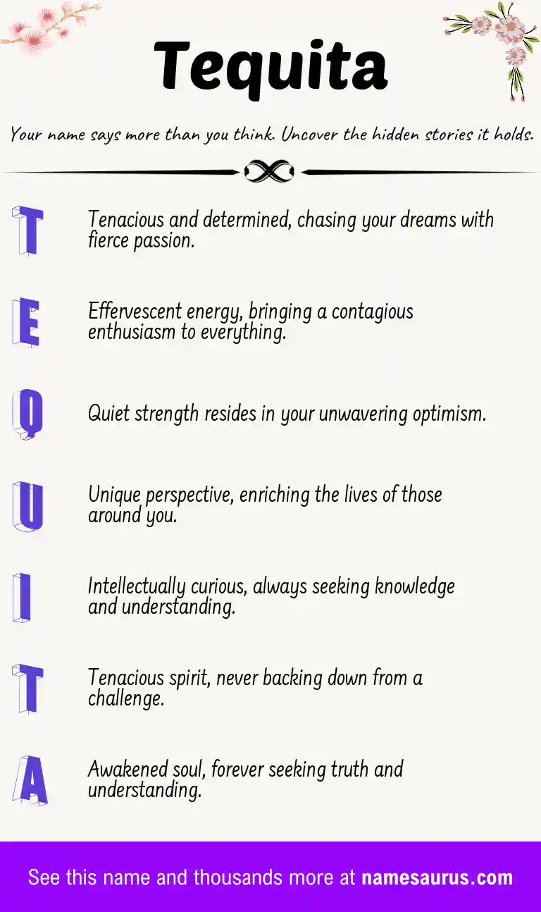 Acrostic poem about Tequita.