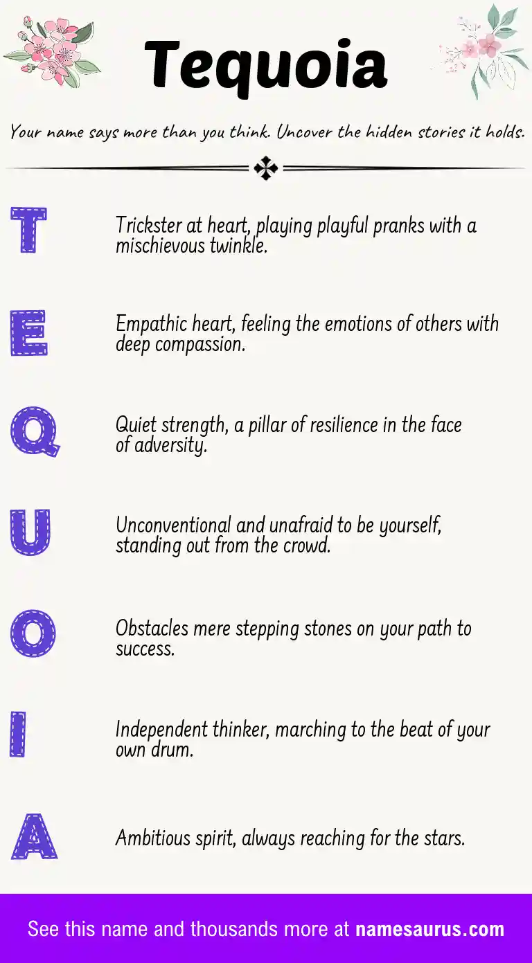 Acrostic poem about Tequoia.