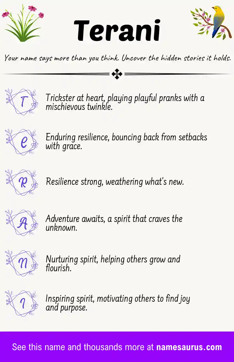 Acrostic poem about Terani.