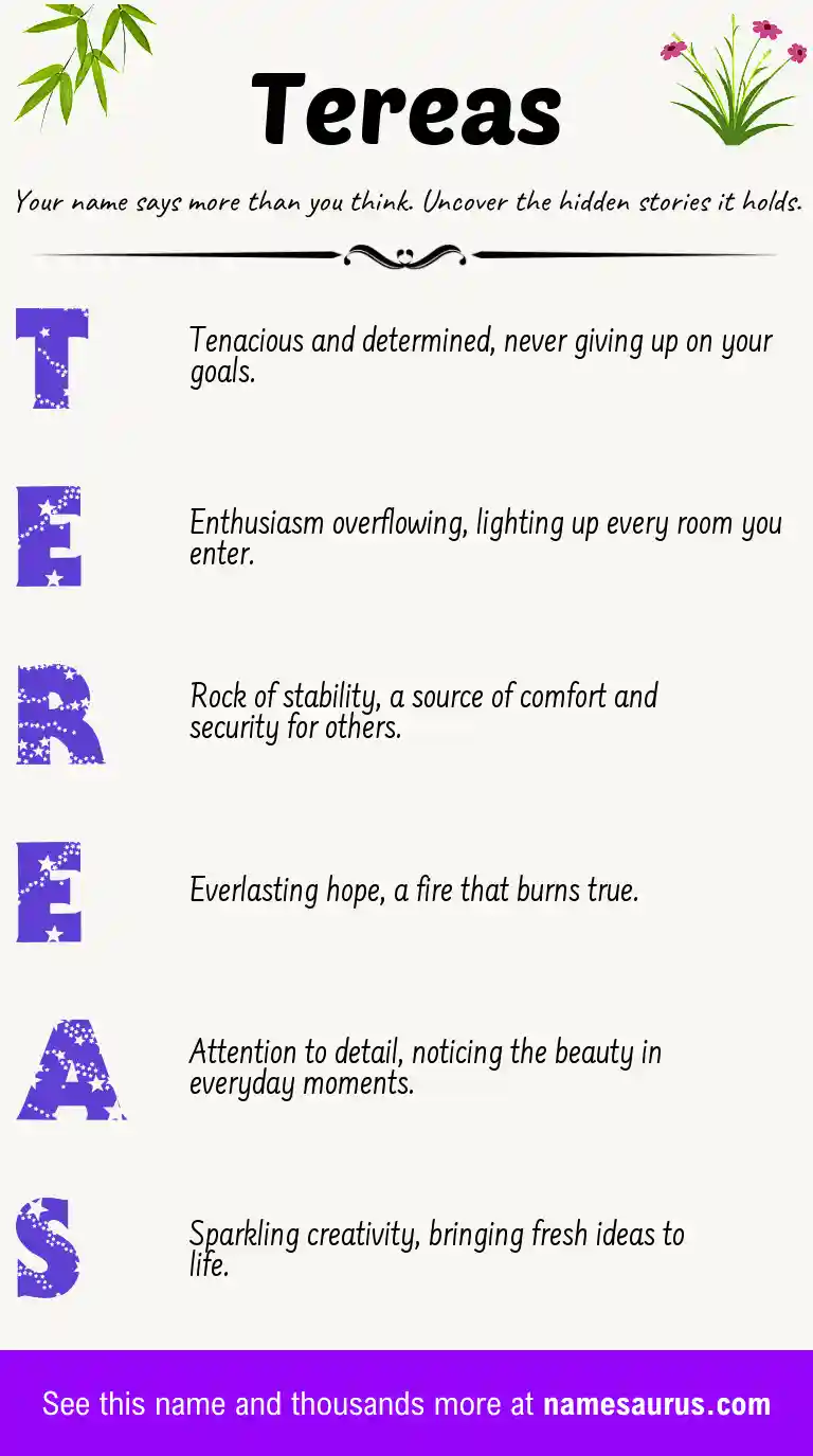 Acrostic poem about Tereas.
