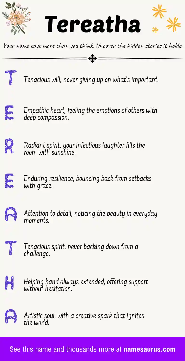 Acrostic poem about Tereatha.