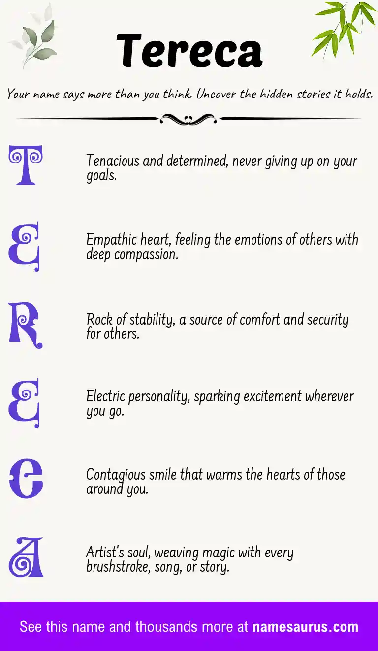 Acrostic poem about Tereca.