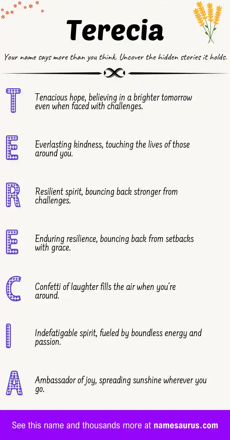 Acrostic poem about Terecia.
