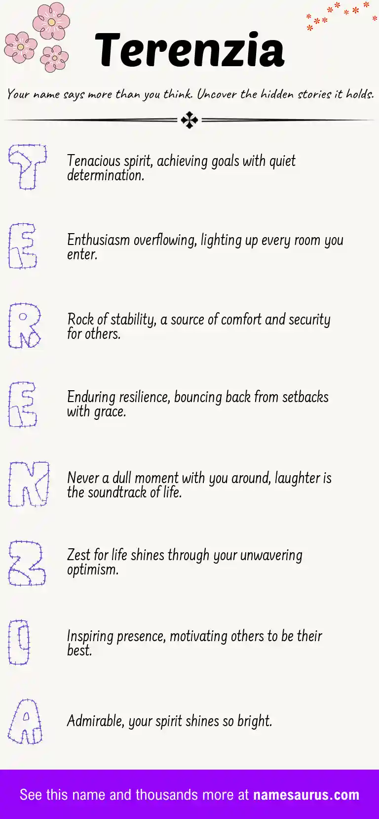 Acrostic poem about Terenzia.