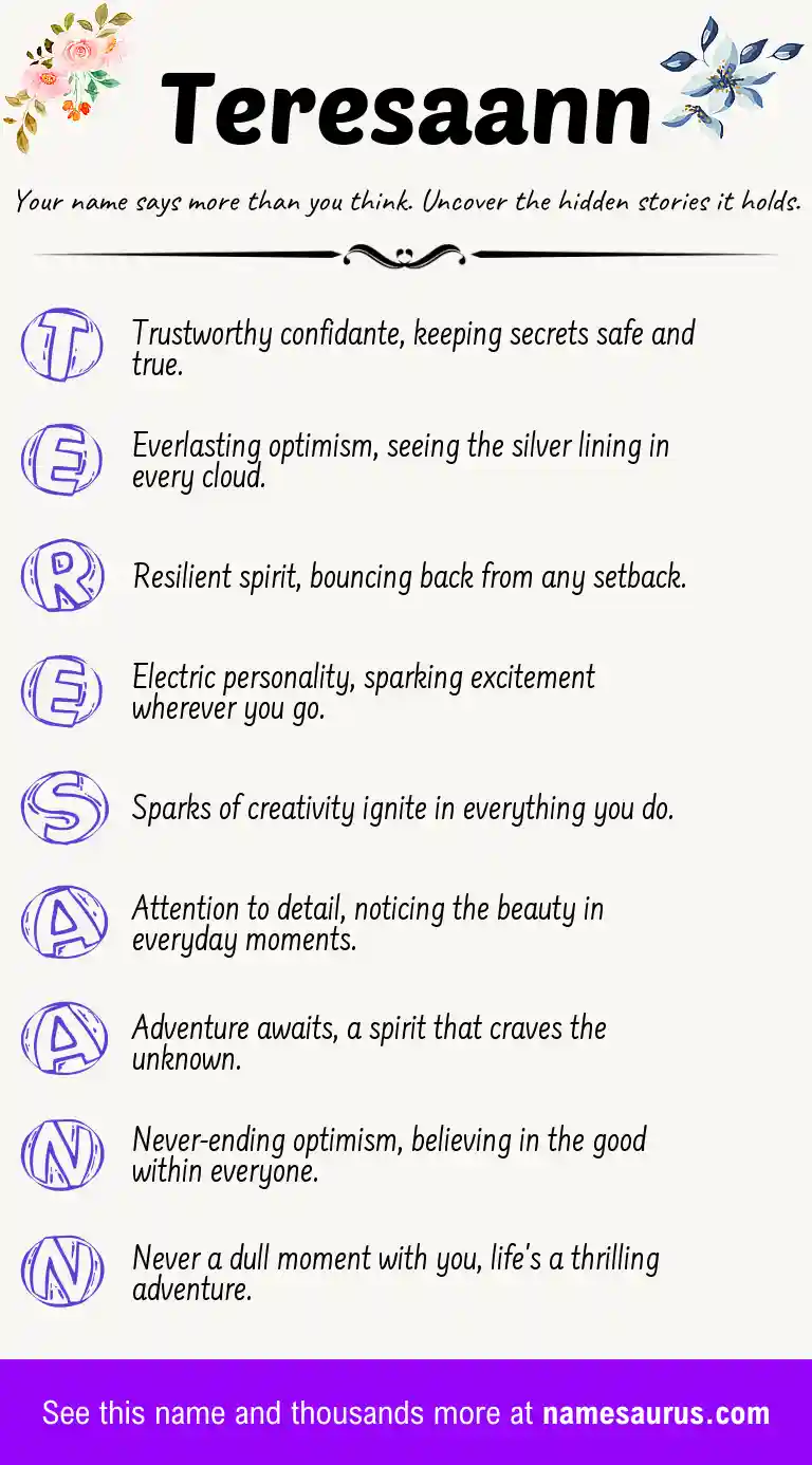 Acrostic poem about Teresaann.