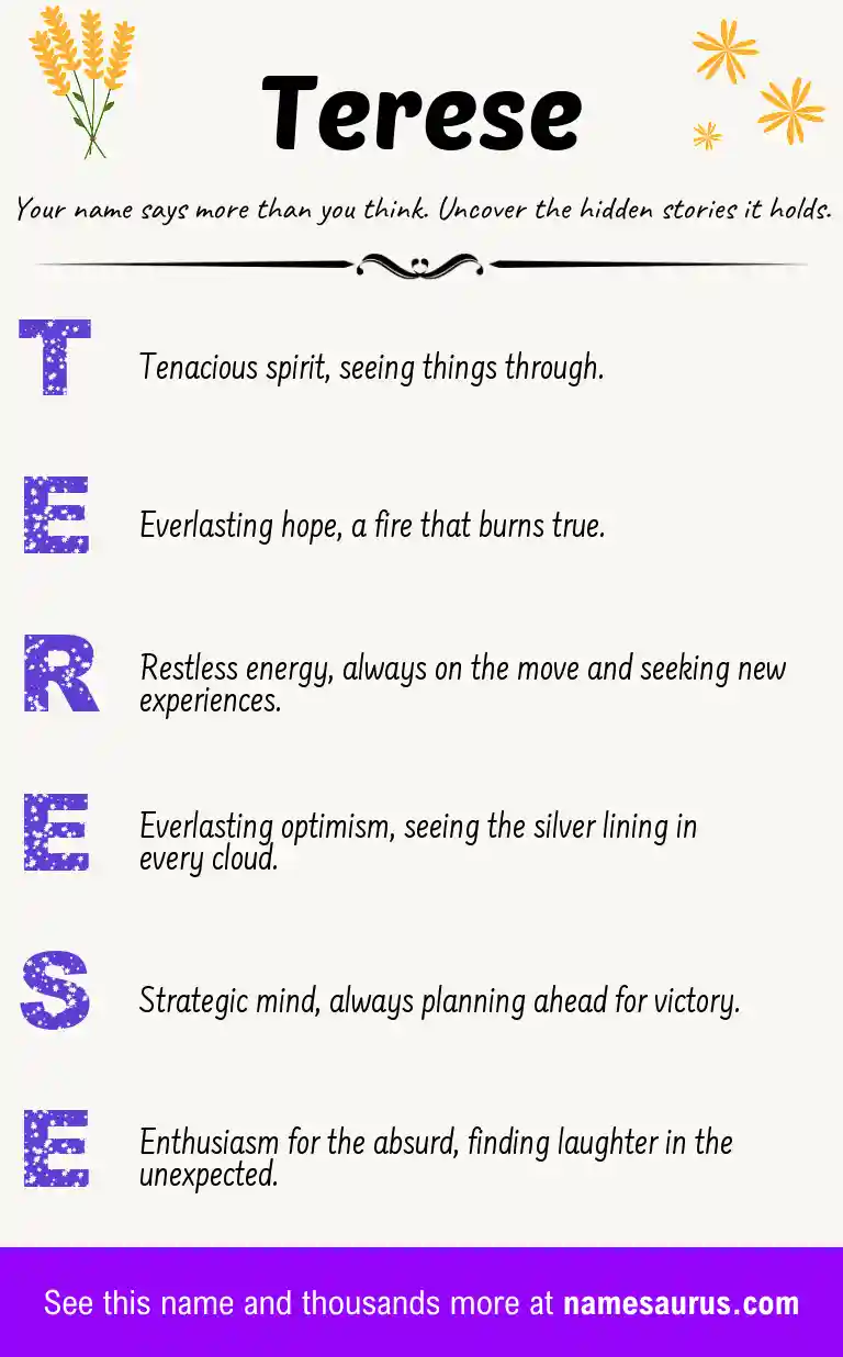 Acrostic poem about Terese.