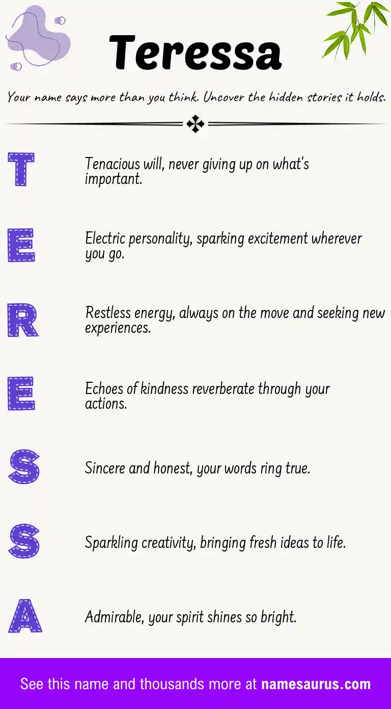 Acrostic poem about Teressa.
