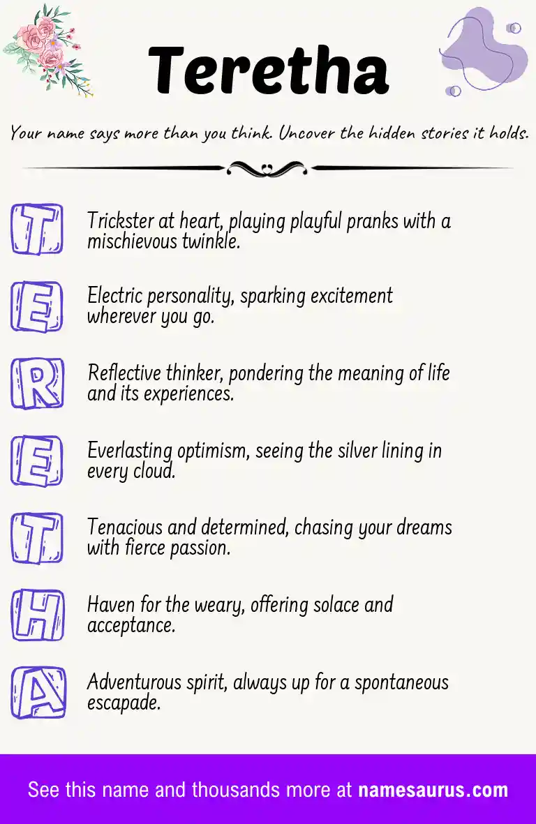 Acrostic poem about Teretha.