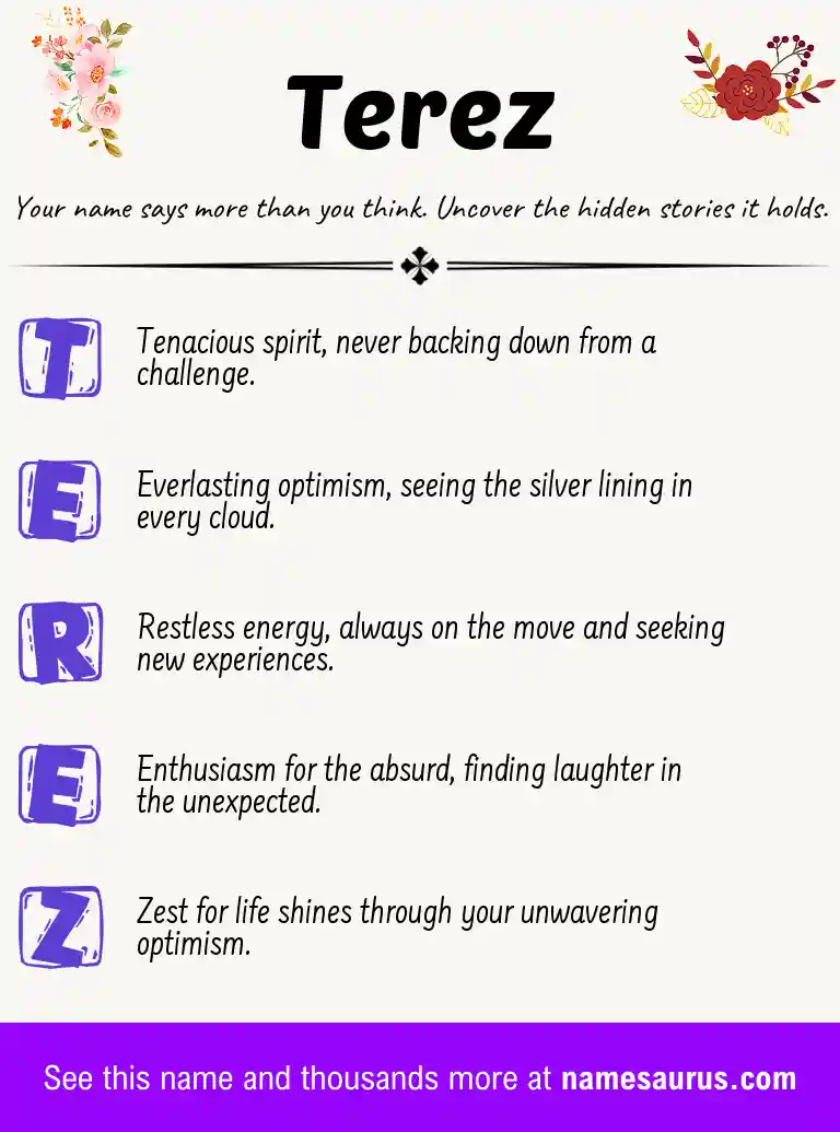 Acrostic poem about Terez.