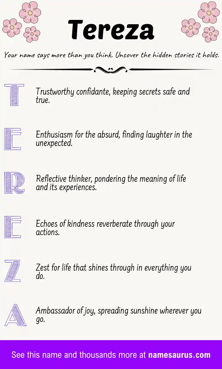 Acrostic poem about Tereza.