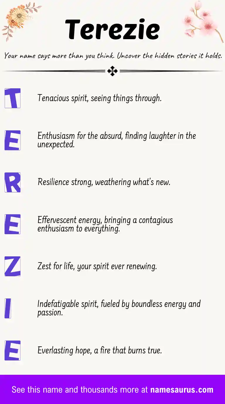 Acrostic poem about Terezie.