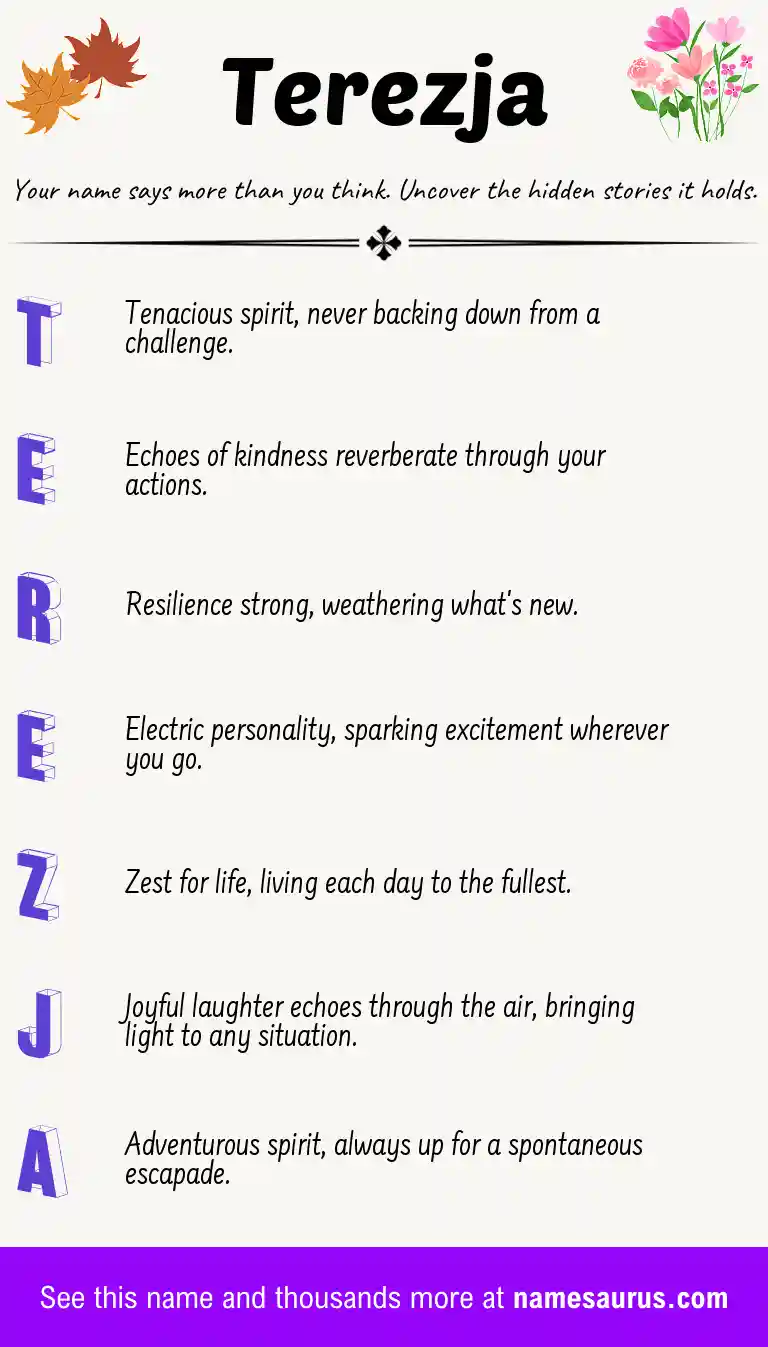 Acrostic poem about Terezja.