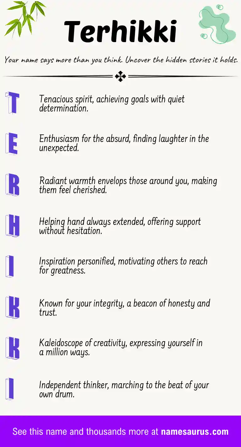 Acrostic poem about Terhikki.