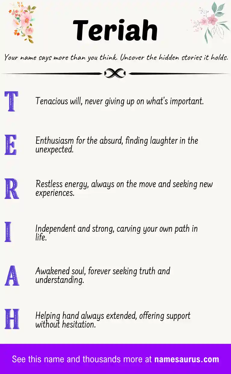 Acrostic poem about Teriah.