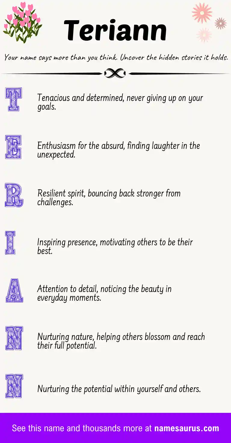 Acrostic poem about Teriann.