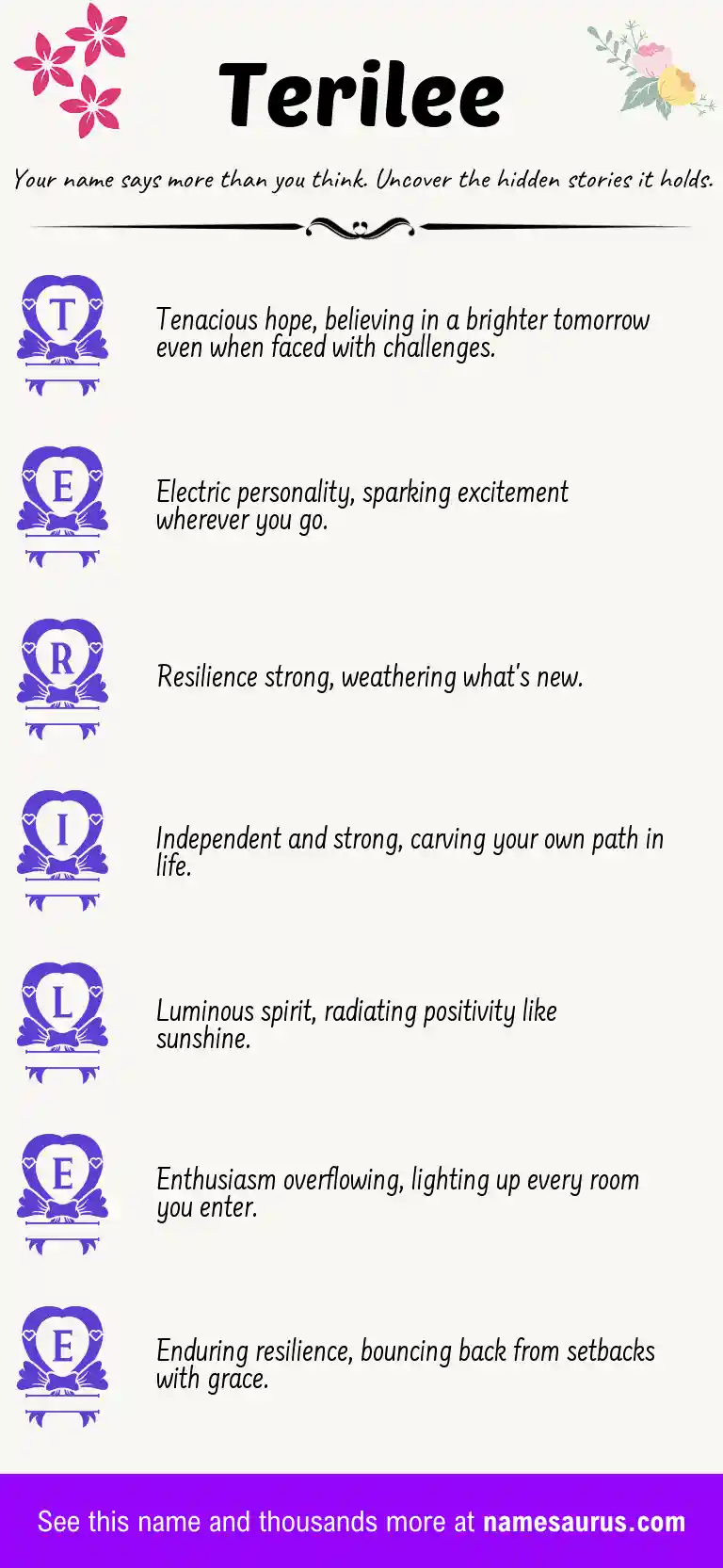 Acrostic poem about Terilee.