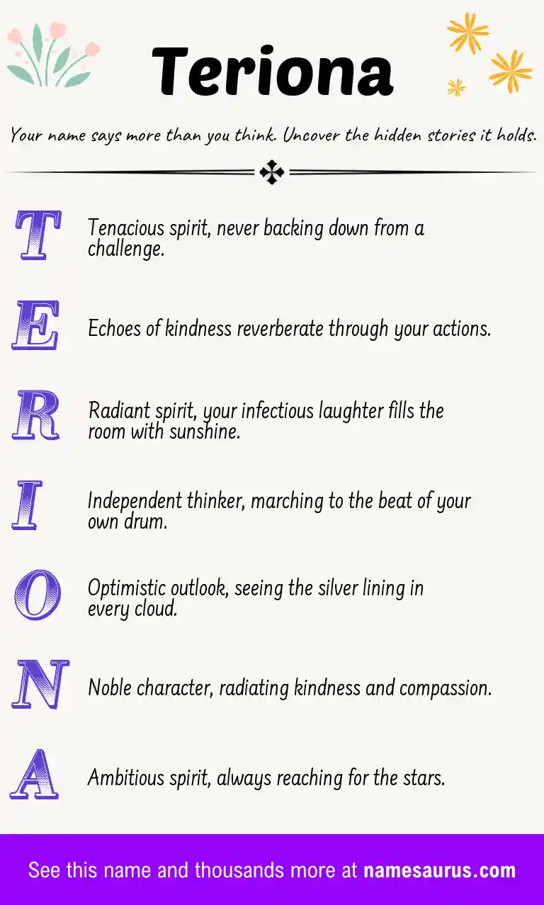 Acrostic poem about Teriona.