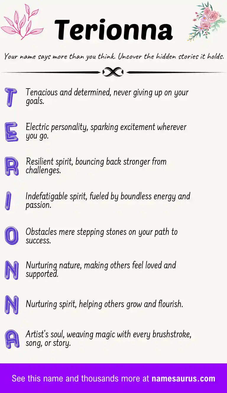 Acrostic poem about Terionna.
