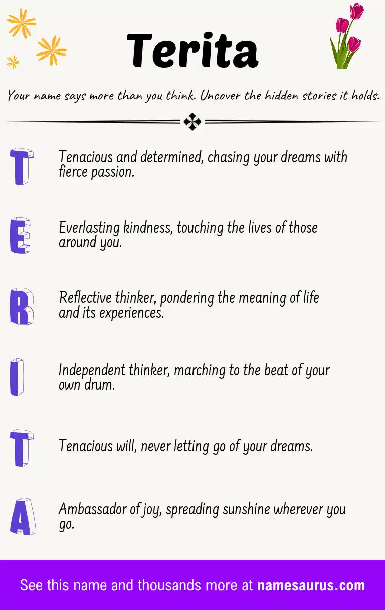Acrostic poem about Terita.