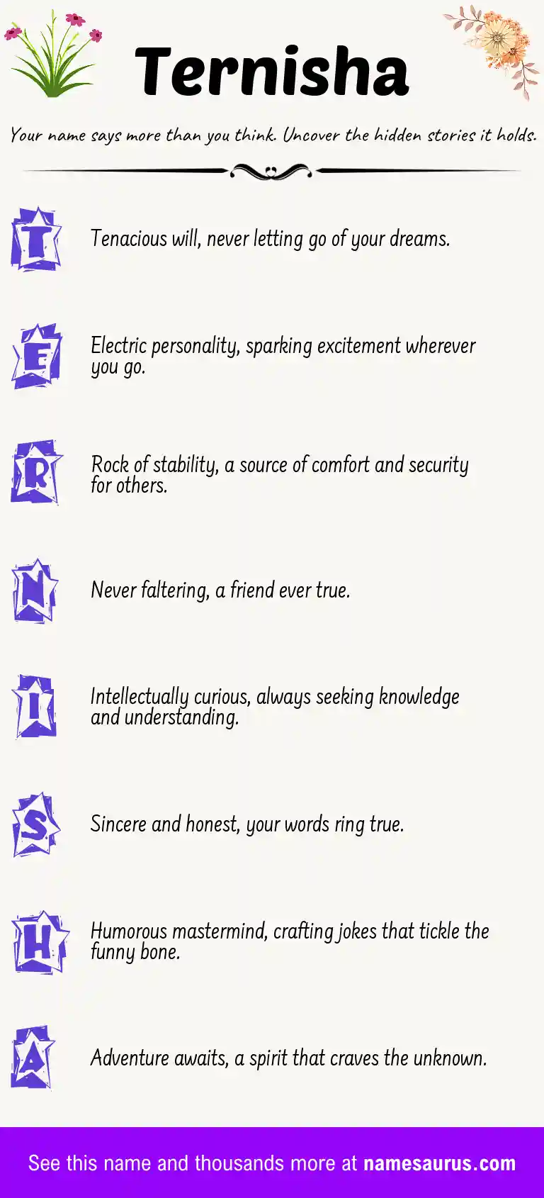 Acrostic poem about Ternisha.