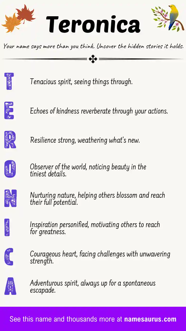 Acrostic poem about Teronica.