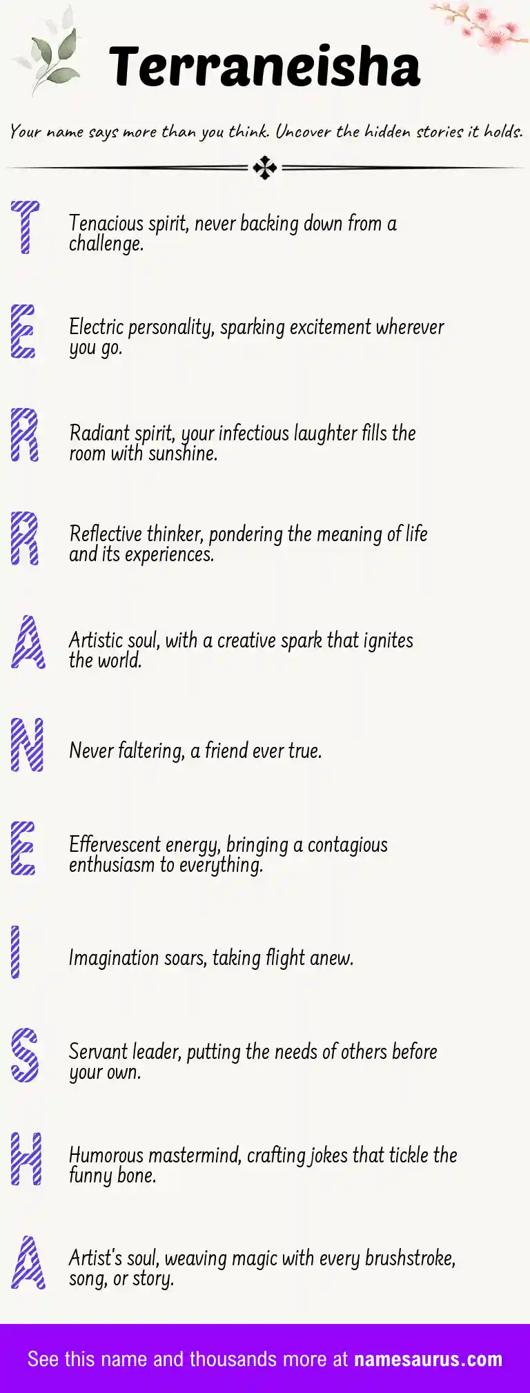 Acrostic poem about Terraneisha.