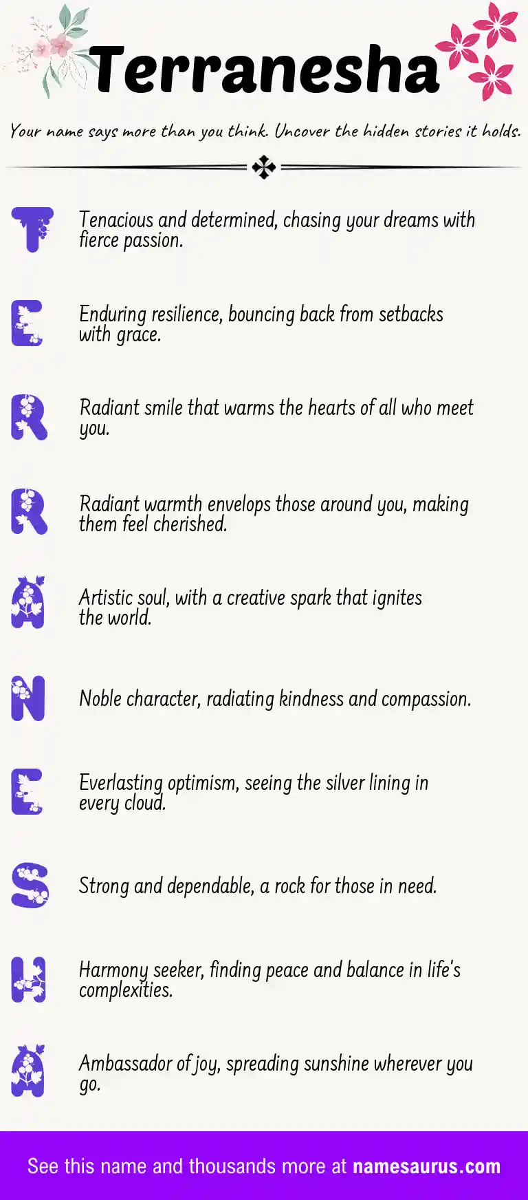 Acrostic poem about Terranesha.