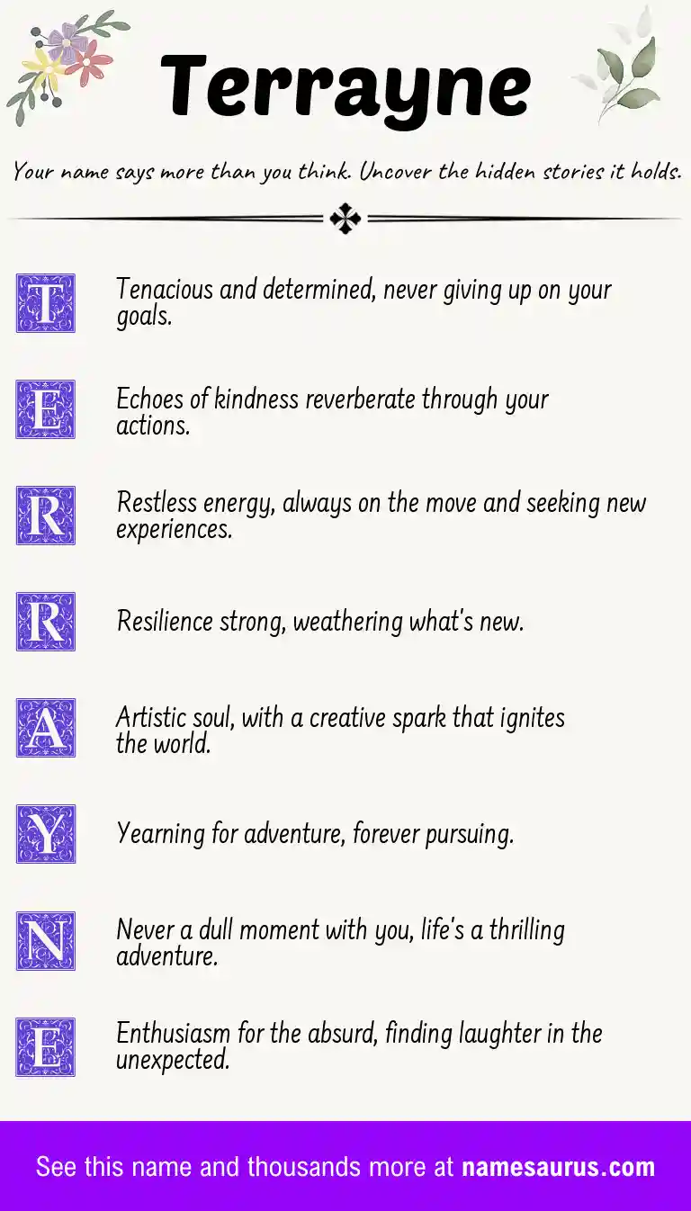 Acrostic poem about Terrayne.