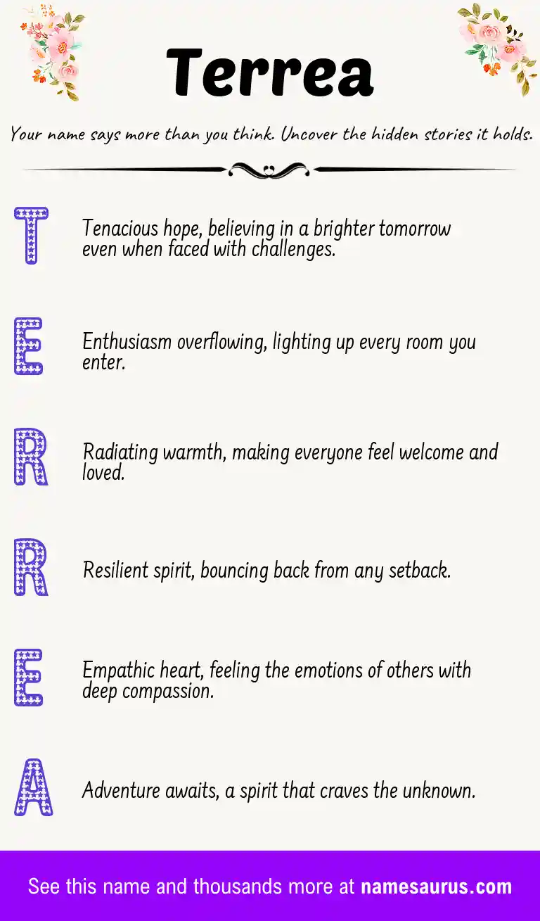 Acrostic poem about Terrea.
