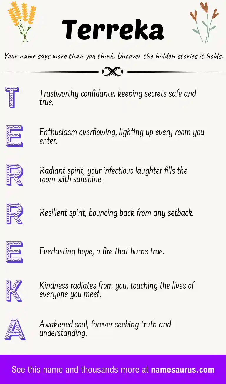 Acrostic poem about Terreka.