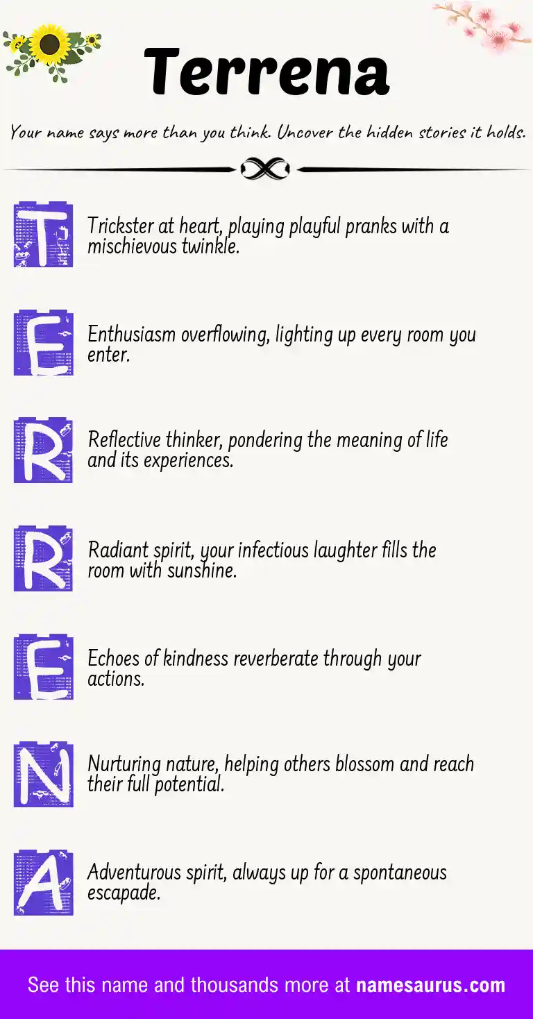 Acrostic poem about Terrena.