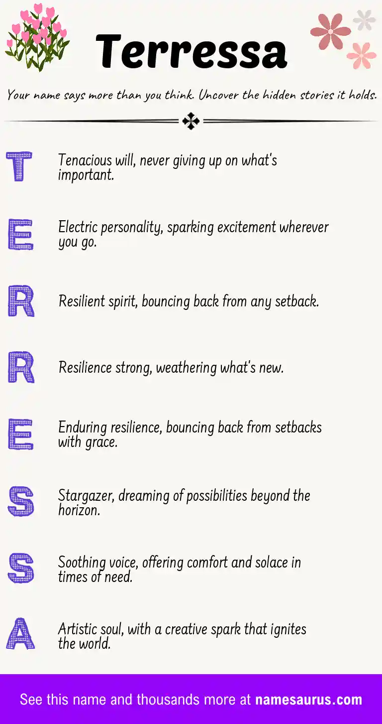 Acrostic poem about Terressa.