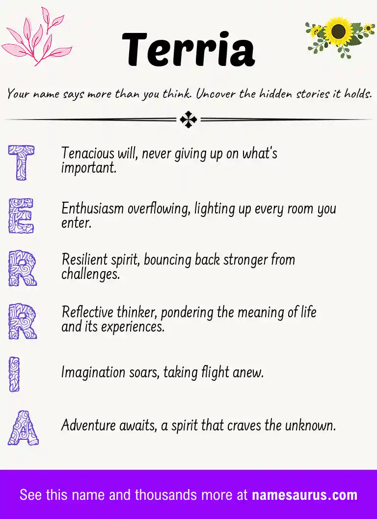 Acrostic poem about Terria.