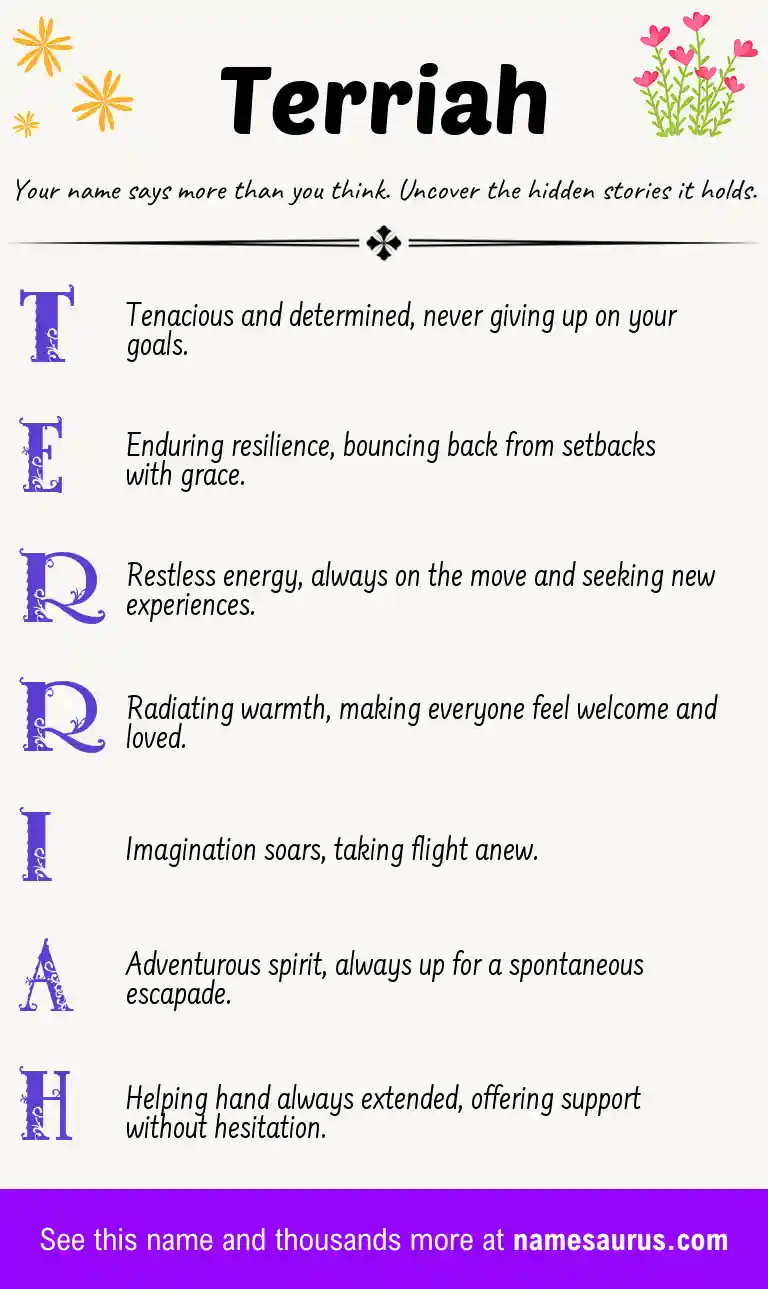 Acrostic poem about Terriah.
