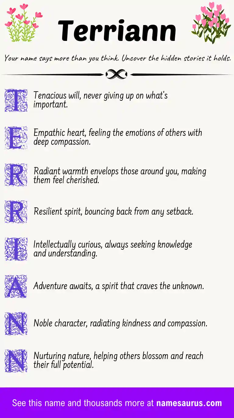 Acrostic poem about Terriann.