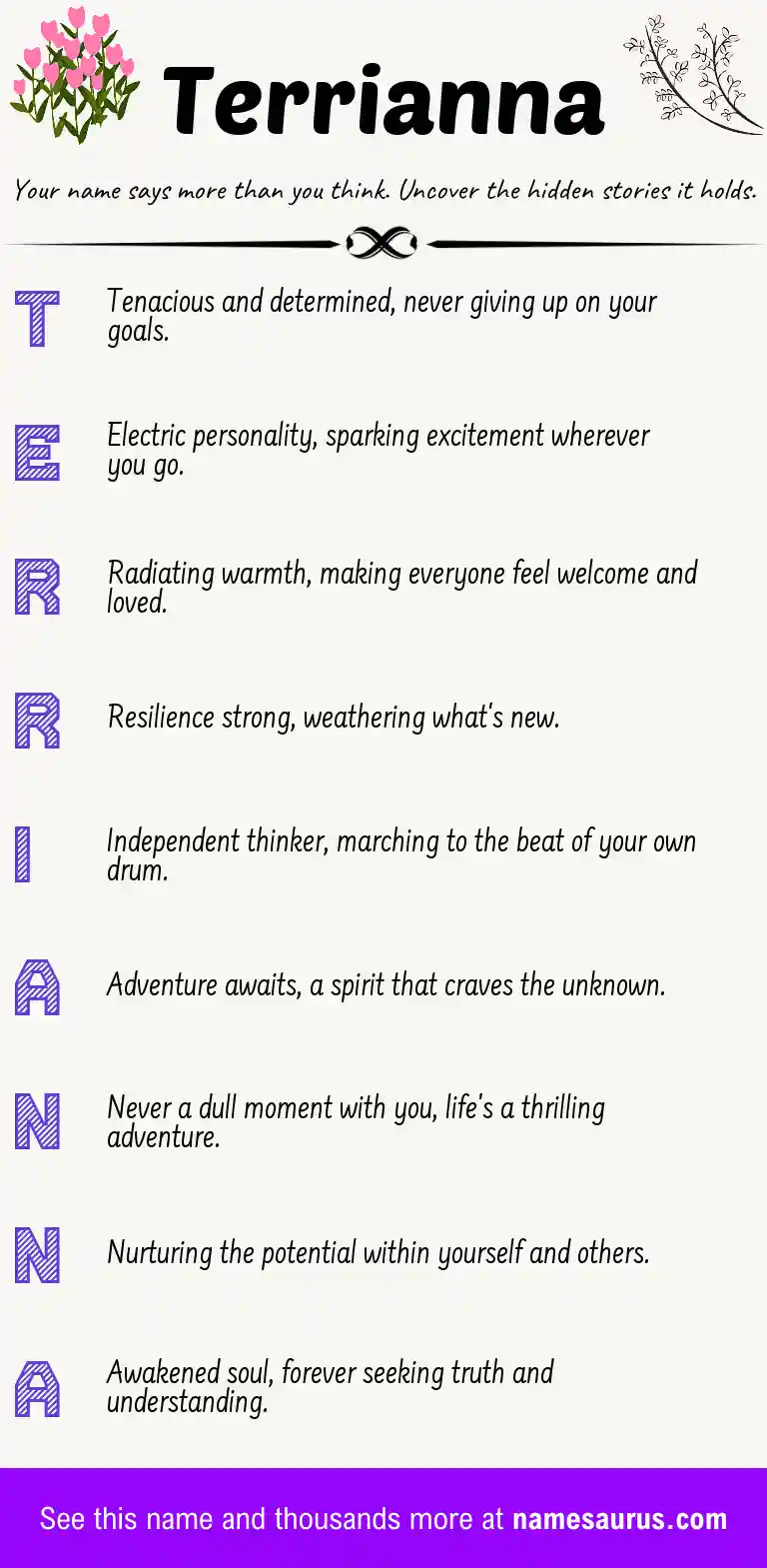 Acrostic poem about Terrianna.