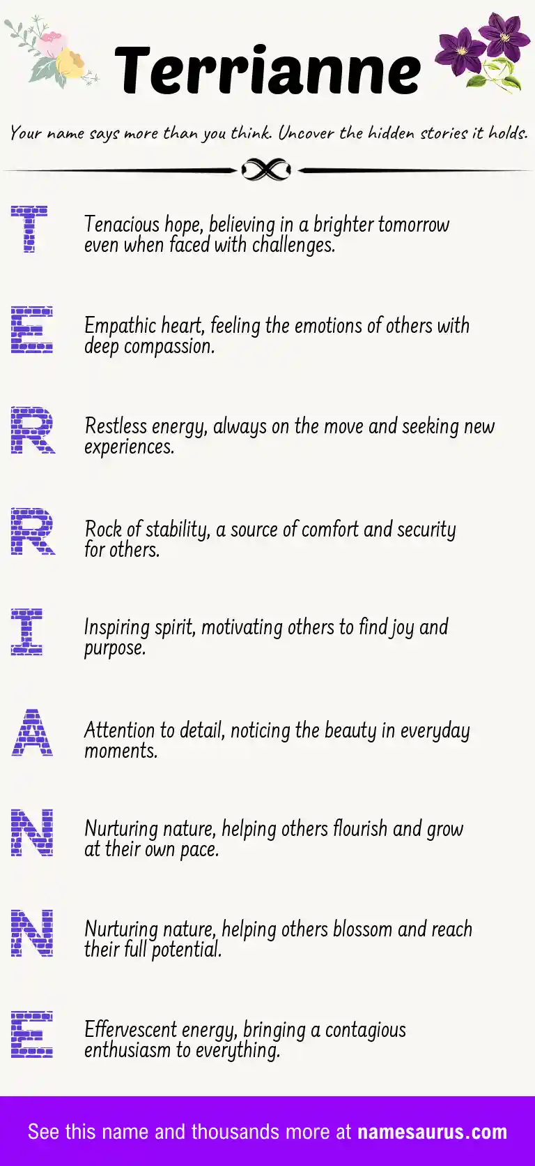 Acrostic poem about Terrianne.