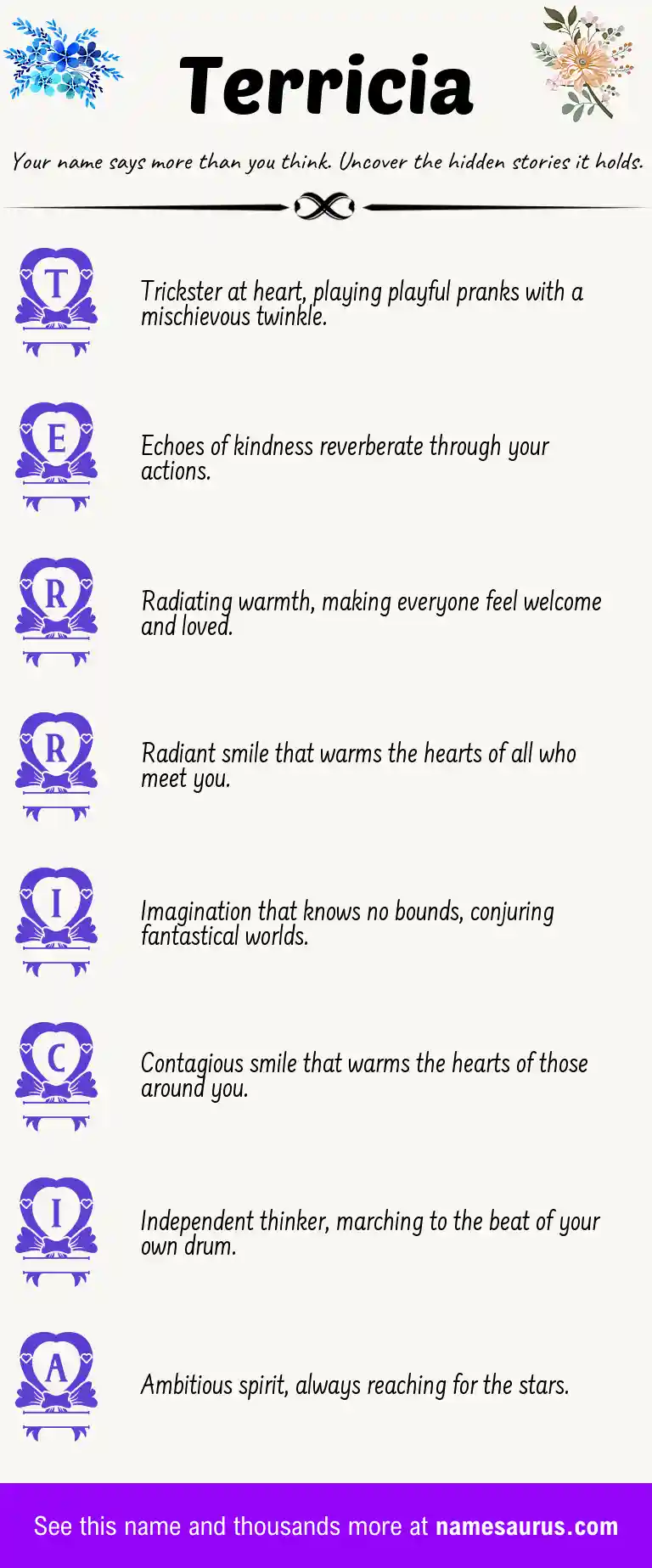 Acrostic poem about Terricia.