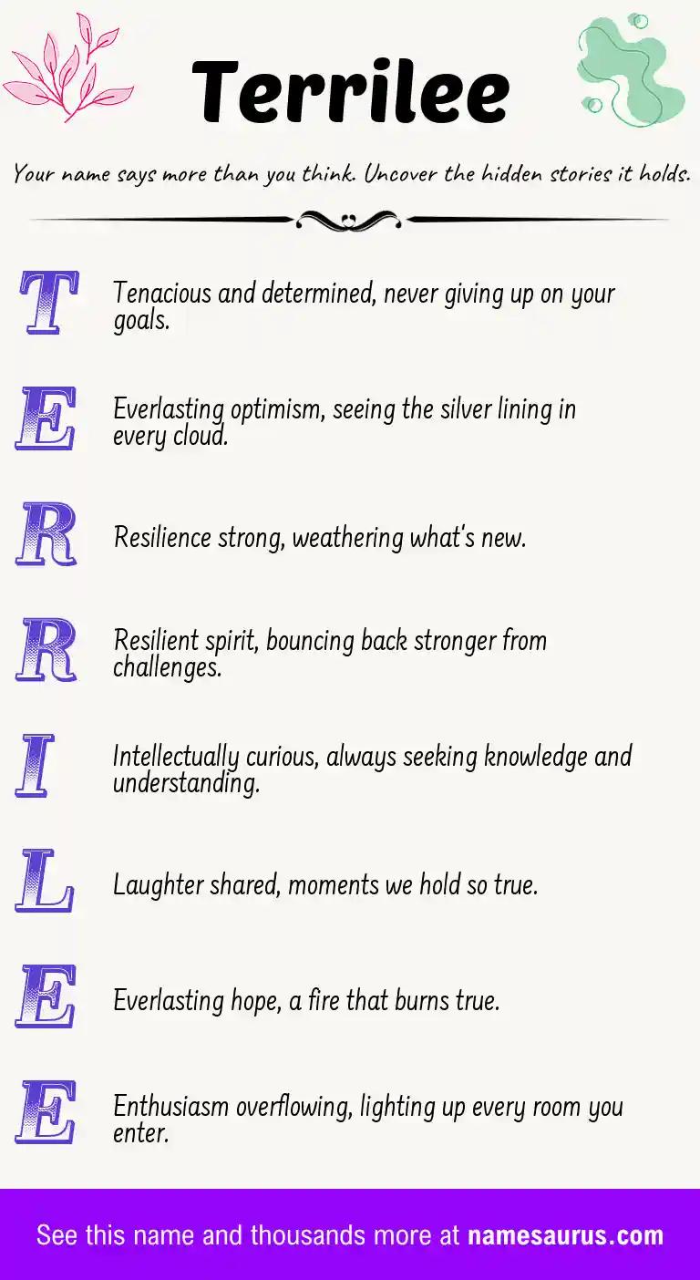 Acrostic poem about Terrilee.