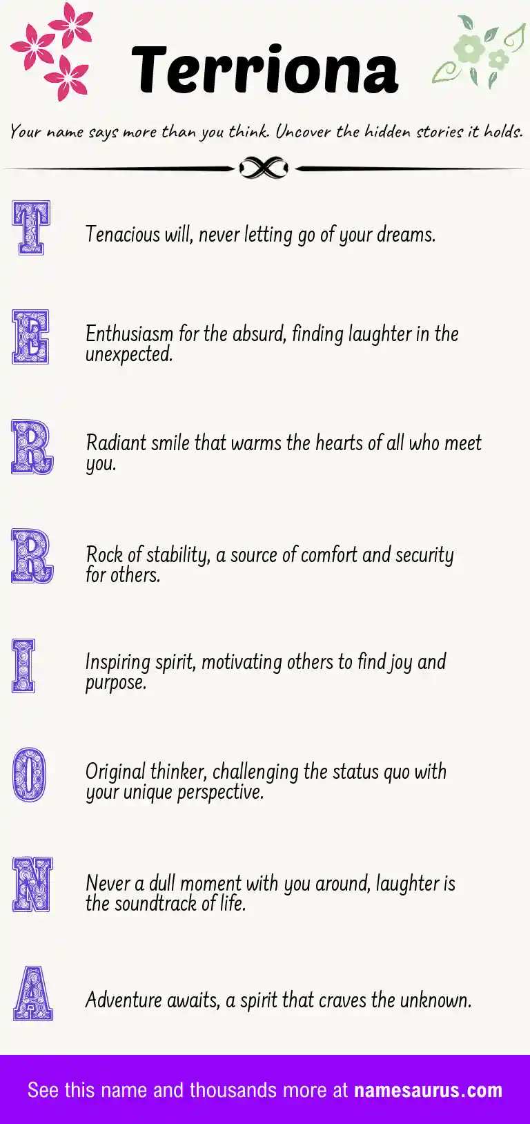 Acrostic poem about Terriona.