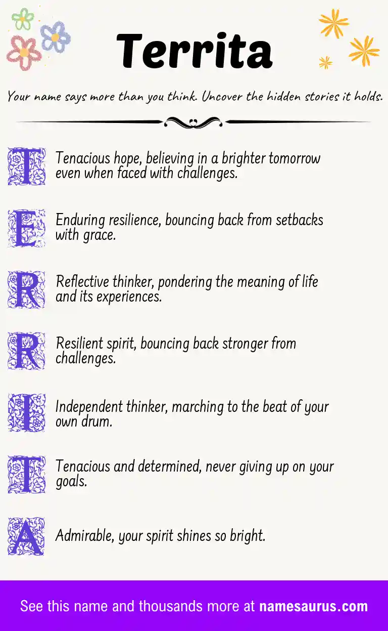 Acrostic poem about Territa.