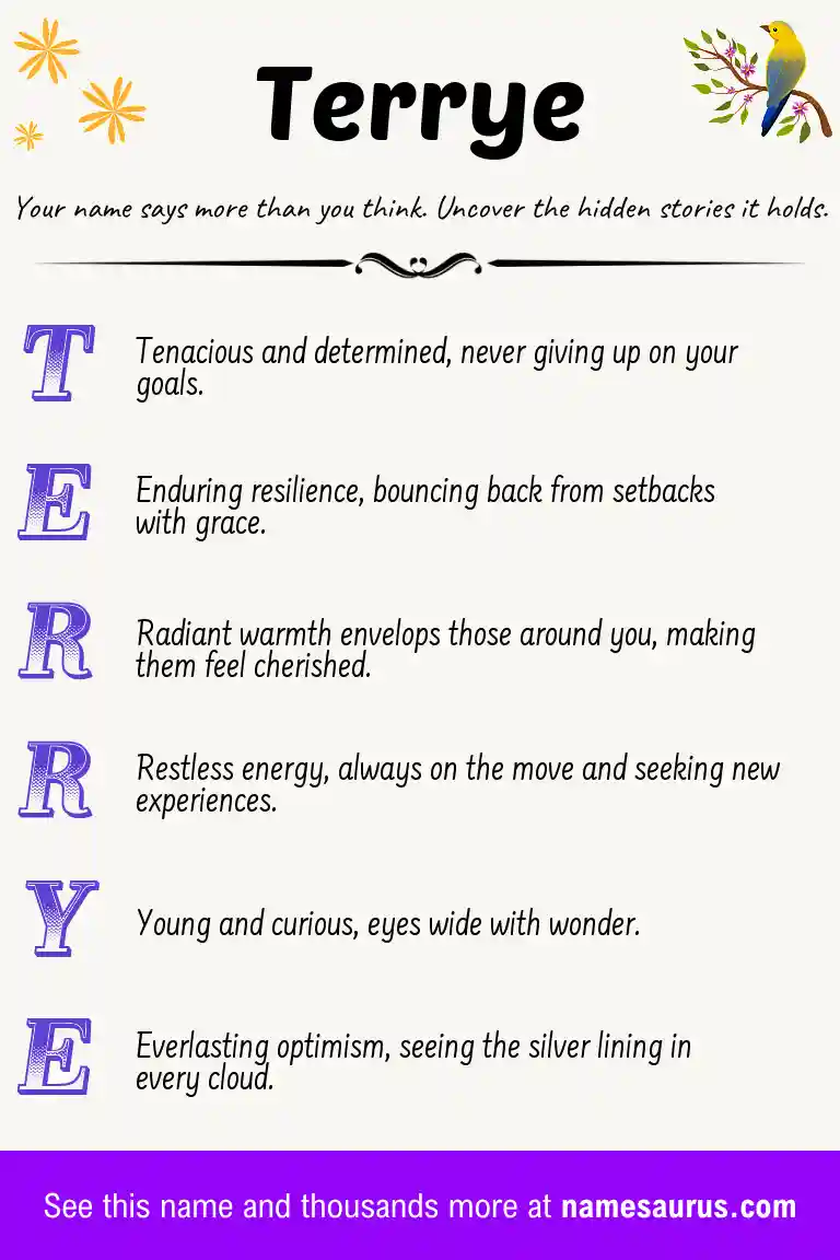 Acrostic poem about Terrye.