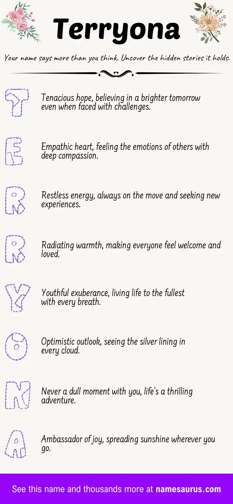 Acrostic poem about Terryona.