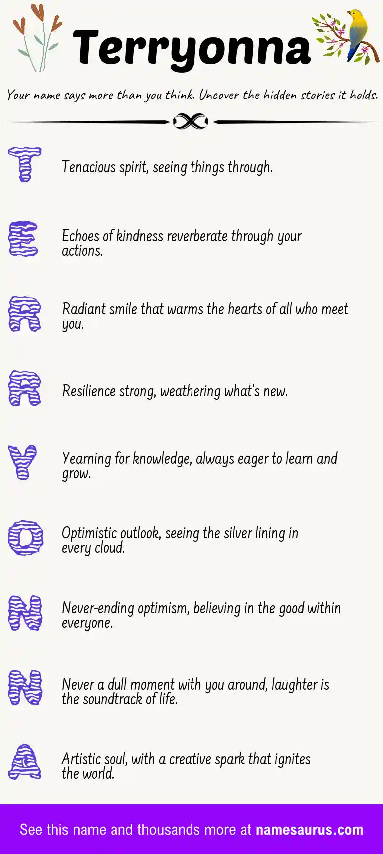 Acrostic poem about Terryonna.