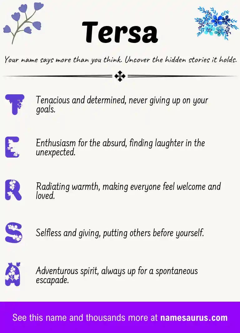 Acrostic poem about Tersa.
