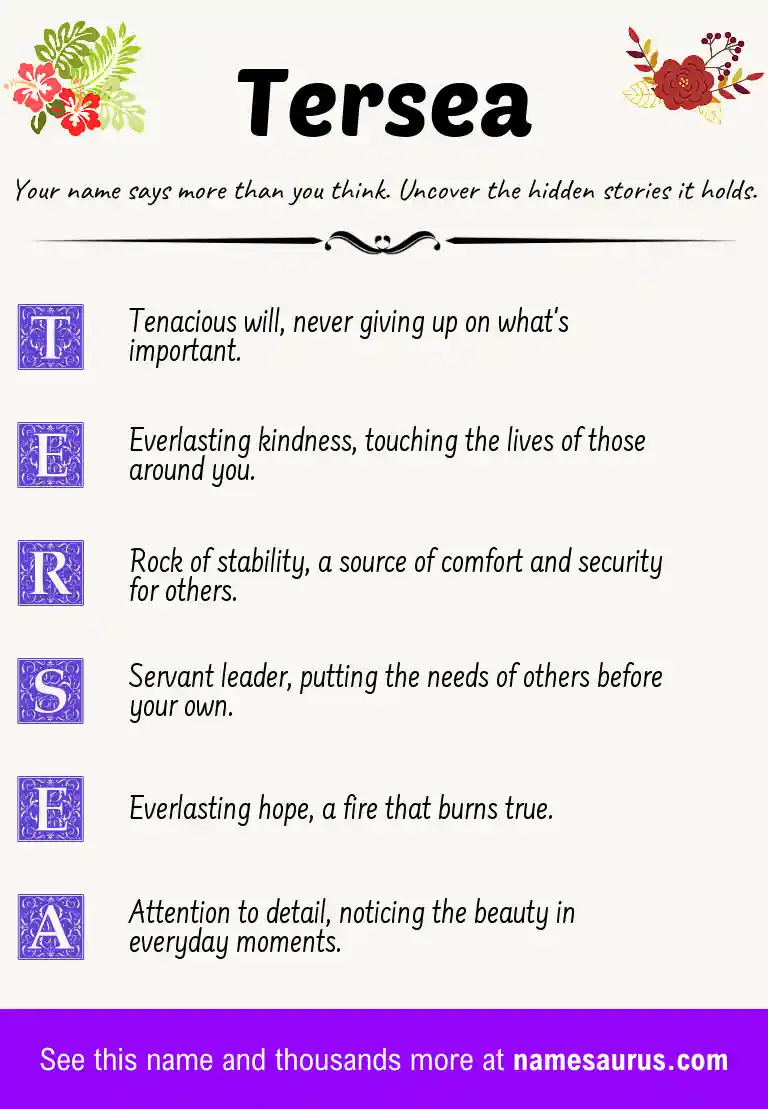Acrostic poem about Tersea.